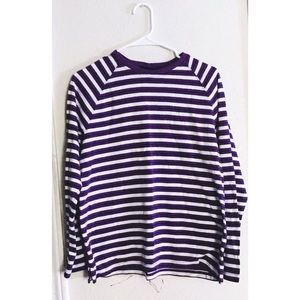 Snug purple, white, and black striped shirt